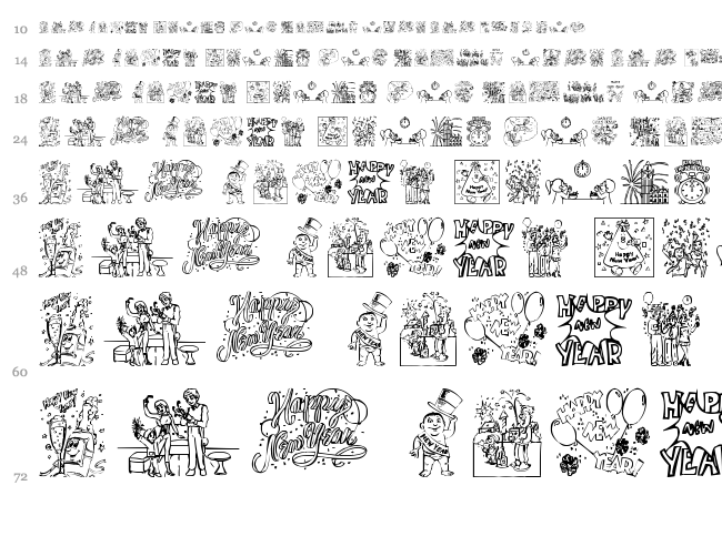 New Year font waterfall